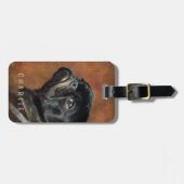 Étiquette À Bagage Chien de Carlin noir (Devant horizontal)
