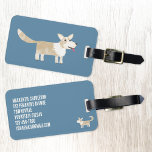 Étiquette À Bagage Chien de Corgi<br><div class="desc">Fun Pembroke Welsh Corgi chien sur un arrière - plan vert turquoise. Art original de Nic Squirrell. Modifiez les détails sur le dos pour personnaliser.</div>