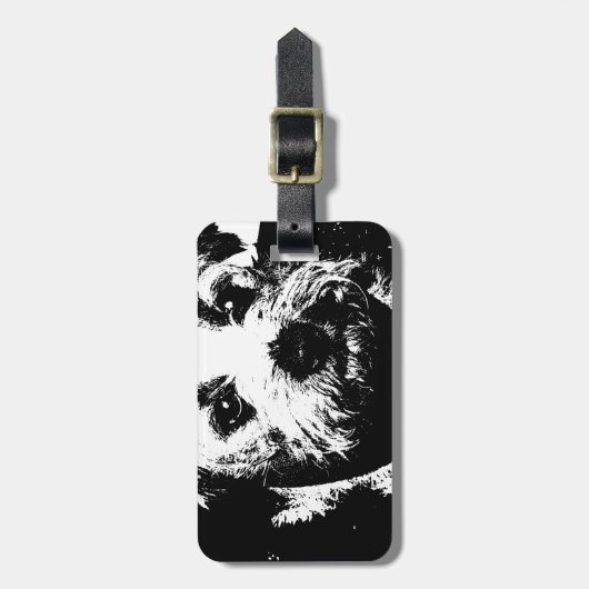 Étiquette À Bagage Chien de cowboy de terrier de frontière (Devant Vertical)