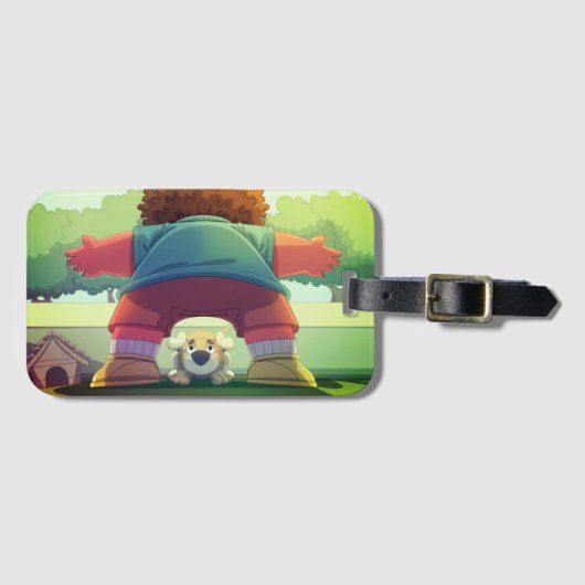 Étiquette À Bagage Chien de dessin (Devant Horizontal)