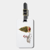 Étiquette À Bagage Chien de Noël italien Greyhound avec arbre (Devant Vertical)