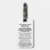 Étiquette À Bagage Chien de service - insigne requis par accès (Dos Vertical)