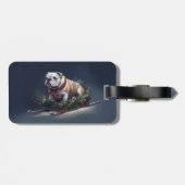 Étiquette À Bagage Chien de taureau neige hiver (Dos horizontal)