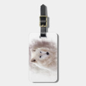 ÉTIQUETTE À BAGAGE CHIEN DE TRAÎNEAU SIBÉRIEN BLANC (Devant Vertical)