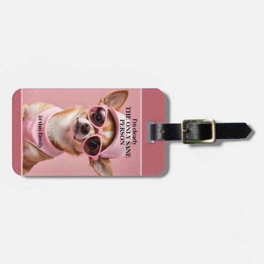 Étiquette À Bagage Chien drôle en rose mignon fille (Devant horizontal)