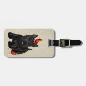 Étiquette À Bagage Chien écossais et Oiseaux rouges (Devant horizontal)