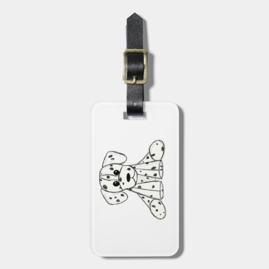 Étiquette À Bagage Chien en dalmate dessin simple noir (Devant Vertical)