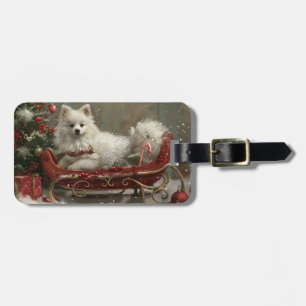 Étiquette À Bagage Chien Esquimau Américain Noël Festif