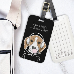 Étiquette À Bagage Chien frais avec Bubblegum mignon Beagle amusant