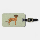 Étiquette À Bagage Chien Lion Brun Mignon Rhodesian Ridgeback Vert (Devant horizontal)