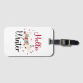 Étiquette À Bagage Chien mignon Bonjour hiver (Devant Horizontal)