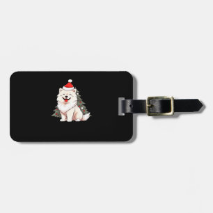 Étiquette À Bagage Chien mignon portant un chapeau de Père Noël et T-