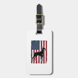 Étiquette À Bagage Chien Patriotique Drapeau Vintage Vecteur Concepti