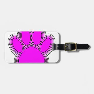Étiquette À Bagage Chien Paw En Rose Avec Des Contours