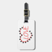 Étiquette À Bagage Chien Paws Red Heart Love (Devant Vertical)