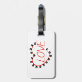 Étiquette À Bagage Chien Paws Red Heart Love (Dos Vertical)