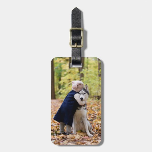 Étiquette À Bagage Chien photo personnalisé (Devant Vertical)