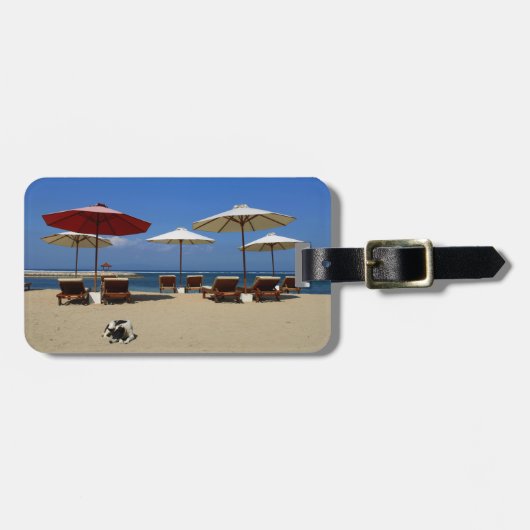 Étiquette À Bagage Chien sur la plage (Devant horizontal)