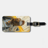 Étiquette À Bagage Chien tacheté sur l'art de rouler en voiture Impri (Devant horizontal)