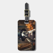 Étiquette À Bagage Chien-taureau Citrouille Halloween effrayant (Devant Vertical)