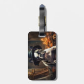 Étiquette À Bagage Chien-taureau Citrouille Halloween effrayant (Dos Vertical)