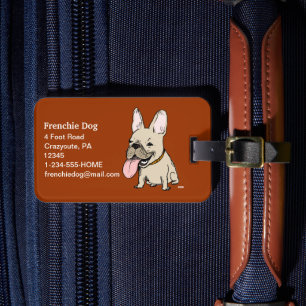 Étiquette À Bagage Chien-taureau français amusant avec une énorme lan
