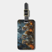 Étiquette À Bagage Chien-taureau Halloween nuit Chien de nuit plaisir (Devant Vertical)