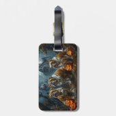 Étiquette À Bagage Chien-taureau Halloween nuit Chien de nuit plaisir (Dos Vertical)