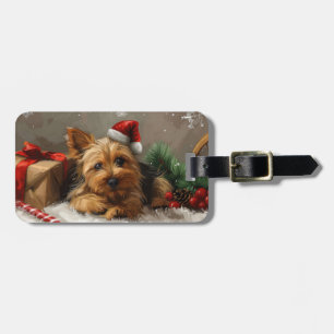 Étiquette À Bagage Chien Terrier Australien Noël Festif