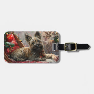 Étiquette À Bagage Chien Terrier Skye Noël Festif