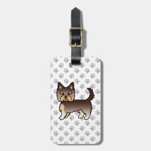 Étiquette À Bagage Chien Yorkshire Terrier au Chocolat & Texte Person