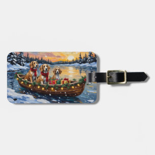 Étiquette À Bagage Chiens Afghans Noël Bateau Fêtes
