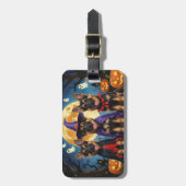 Étiquette À Bagage Chiens bergers allemands Citrouille Halloween drôl (Devant Vertical)