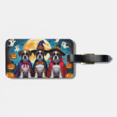 Étiquette À Bagage Chiens Boxer Citrouille Halloween Drôle (Dos horizontal)