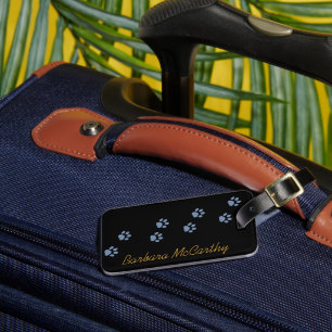 Étiquette À Bagage chiens chat pawprints personnalisées