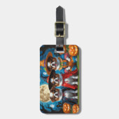 Étiquette À Bagage Chiens Chin Japonais Citrouille Halloween drôle (Devant Vertical)