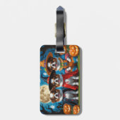 Étiquette À Bagage Chiens Chin Japonais Citrouille Halloween drôle (Dos Vertical)