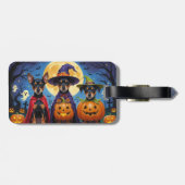Étiquette À Bagage Chiens d'Affenpinscher Citrouille Halloween Funny (Dos horizontal)
