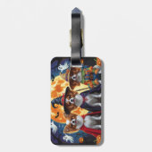 Étiquette À Bagage Chiens de Papillon Citrouille Halloween Funny (Dos Vertical)