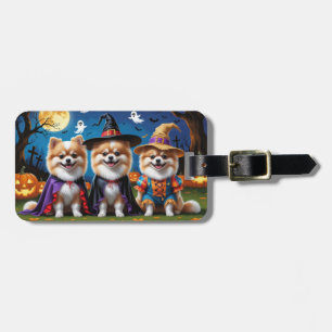 Étiquette À Bagage Chiens de Poméranie Citrouille Halloween Funny