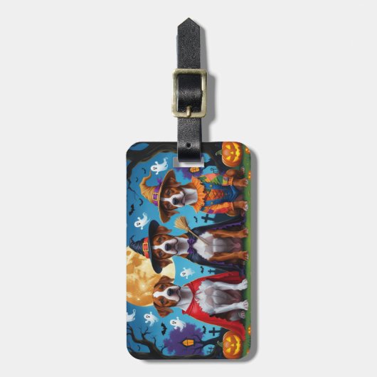 Étiquette À Bagage Chiens de Rhodesian Ridgeback Citrouille Halloween (Devant Vertical)