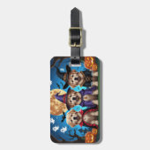 Étiquette À Bagage Chiens de Terre-Neuve Citrouille Halloween Funny (Devant Vertical)