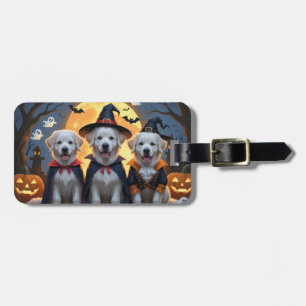Étiquette À Bagage Chiens des grandes Pyrénées Citrouille Halloween d