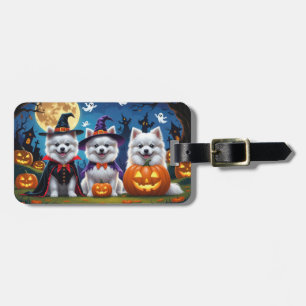Étiquette À Bagage Chiens d'Esquimau américains Citrouille Halloween 