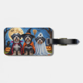 Étiquette À Bagage Chiens Havanais Citrouille Halloween drôle (Dos horizontal)