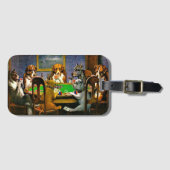 Étiquette À Bagage Chiens jouant au Poker, (Devant Horizontal)