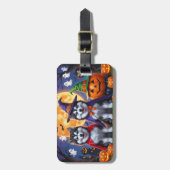 Étiquette À Bagage Chiens malamuts de l'Alaska Citrouille Halloween d (Devant Vertical)