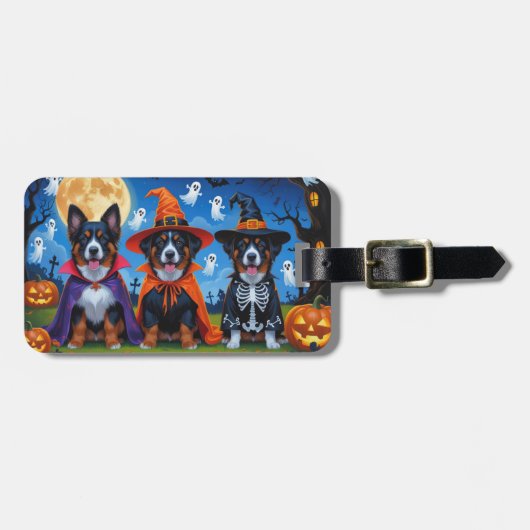 Étiquette À Bagage Chiens Malinois belges Citrouille Halloween Funny (Devant horizontal)