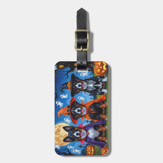 Étiquette À Bagage Chiens Malinois belges Citrouille Halloween Funny (Devant Vertical)