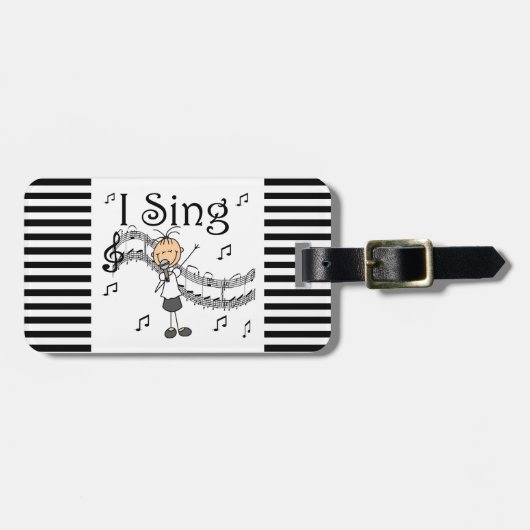 Étiquette À Bagage Chiffre fille de bâton je chante le T-shirts et (Devant horizontal)